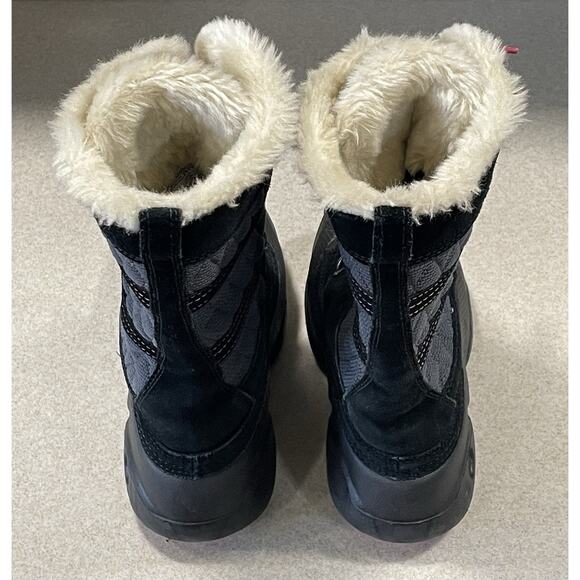COLUMBIA Women's Size 6 Heather Canyon Boots Black w/ Pink Laces & White Fur - Picture 3 of 10